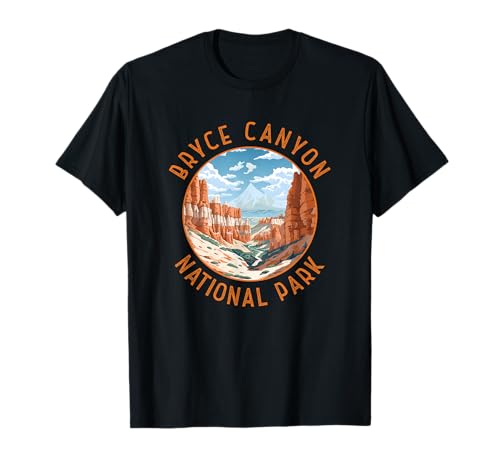 Bryce Canyon National Park Illustration Distressed Circle T-Shirt