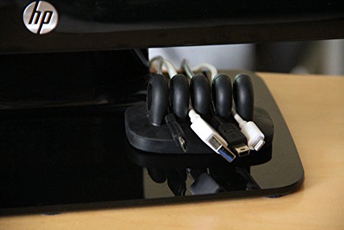 Organizador de cables para escritorio, con base pesada, sin olor desagradable, incluye 4 ataduras reutilizables para cables (negro) miniatura 2