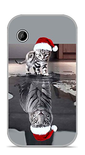 Onozo Coque TPU Gel Souple Wiko Ozzy Design Chat Tigre Blanc Bonnet