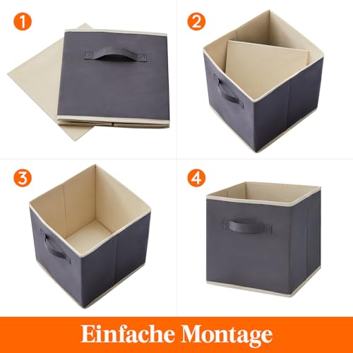 Lifewit Aufbewahrungsbox 8 Stück, Kleiderschrank Organizer, Faltbare Körbe Aufbewahrung, Ordnungsboxen mit Griffen, Storage Boxes für Kleidung, Handtücher, Bücher, Regalkörbe 30 x 30 x 30 cm, Grau