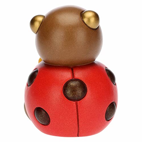 THUN, Bomboniera Portafortuna Coccinella con Fiore Giallo in Ceramica Decorata a Mano, Versione Media, 7.7x7.7x10.5 cm h - Immagine 2