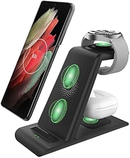 Aimtel 3 in 1 Wireless Charging Station Compatible for Samsung Galaxy Watch 4/3 Active 2/1 Galaxy S22(+,Ultra)/S21/S20/Note 20/10/9/8/Z Flip4/3 Fold 4/3/Buds2 Pro/Live Wireless Charger Stand