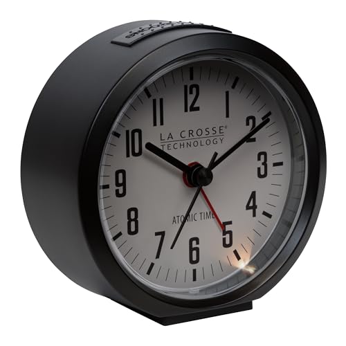 La Crosse Technology 617-710B-INT 4-Inch Round Black Atomic Analog Alarm Clock - Image 3