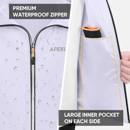 Image of APEXUP Packable Rain Jacket Men Waterproof Lightweight Raincoat with Hood