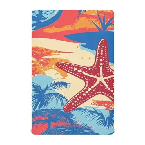 Image of Crib Sheet Breathable Soft Crib Mattress Sheet for Baby Toddler Boys Girls Fitted Crib Sheet Fit Standard Crib Mattress 52 x 28 Inch Bright Summer Beach Starfish