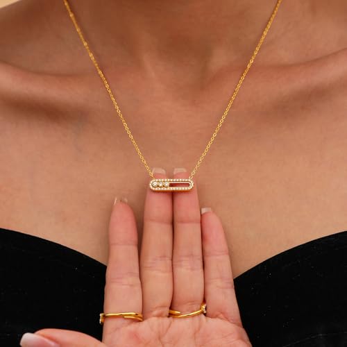 Cubic Zirconia Pendant Necklace for Women Sliding Rhinestone Adjustable Choker Necklaces Minimalist Geometry Fashion Statement Stacking Link Chains Jewelry3