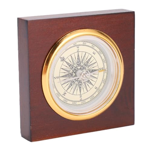 Brújula de aleación de aluminio con caja de madera portátil miniatura 2
