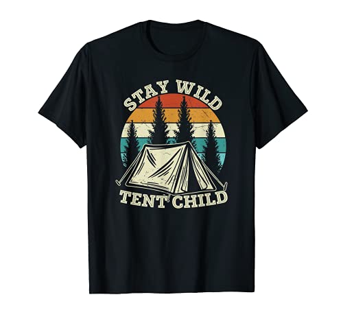 Vintage Stay Wild Tent Bambino Tee, Campeggio Camper Mountain Maglietta