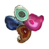 Rock Paradise Mixed Colors Agate Slices - Set of 4 - A Grade ~3-5 - Brazilian Agate And Crystals - Art Crafts - Geode Agate Slice with Exclusive COA