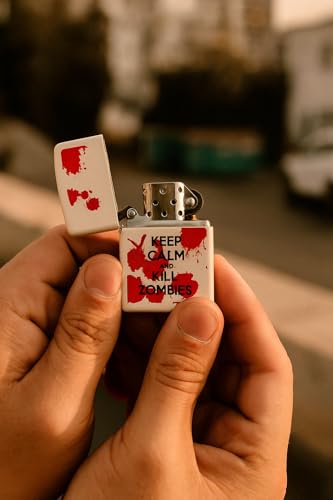 Encendedor Zippo Custom Keep Calm and Kill Zombies Blanco Mate miniatura 5