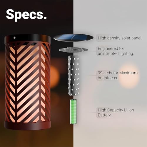Image of Deco Window Solar Lights Outdoor 2 Pack LED Flame Torches with Flickering Flame Effect, Solar Powered Pathway Lights for Patio, Lawn, Porch, Walkway, Driveway, and Garden.