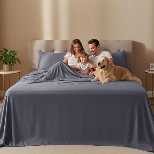 4 Piece Bed Sheets Set (Queen, Grey) Flat Sheet - Fitted Sheet - 2 Pillow Cases - Premium Quality Soft Brushed Microfiber Wrinkle Fade & Stain Resistant - Luxury Bedding Sets - by Utopia Bedding by Utopia Bedding