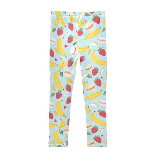 Wusikd Bananas Strawberries Girls' Leggings Toddler Doodles Macarons Kids Yoga Pants Dance Active Tights 4T2