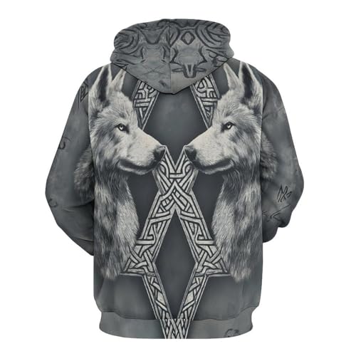 Sweat-shirt à capuche runes vikings pull imprimé 3D chaud et confortable - 4