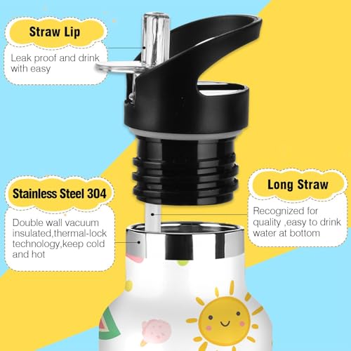 Gourde enfant anti-fuite en acier inoxydable avec paille et isolation sous vide 600 ml - 4