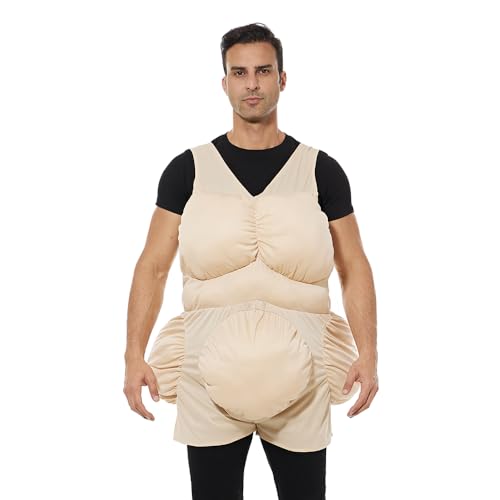 EraSpooky Adult Unisex Fat Suit Funny The Old Chubby Halloween Costume Accessories