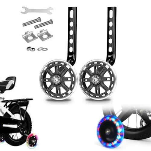 Ruedas de Entrenamiento para Bicicleta con Luces Intermitentes y Estabilizador, Kit Montable para Bicicletas de 12, 14, 16, 18 y 20 pulgadas de Velocidad Única miniatura 2