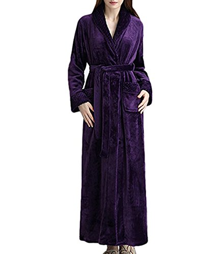 Peignoir de bain en éponge extra-long pour femme Tissu bouclette doux et léger Robe de chambre