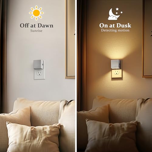 Image of JandCase Night Light,Automatic Night Lights Plug into Wall,Dusk to Dawn,2 Pack Soft White 3000K Brightness Adjustable Nightlight for Kids Bedroom Bathroom Hallway Kitchen