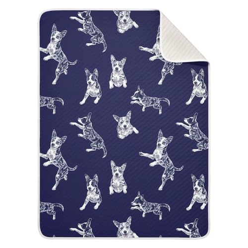 Image of vvfelixl Baby Swaddle Blanket for Boys Girls Blue Heeler Dog Baby Blanket for Newborn Nursery Blanket for Crib Stroller 30x40 in