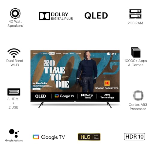 Image of Kodak 139 Cm (55 Inches) Matrix Series 4K Ultra Hd Smart QLED Google Tv 55Mt5022, Black