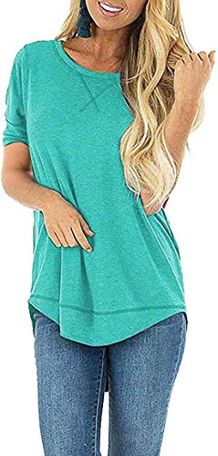 JomeDesign Summer Tops for Women Short Sleeve Side Split Casual Loose Tunic Top2