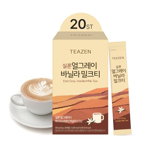 TEAZEN Earl Grey Vanilla Milk Tea Powder, Cylon Black Tea, Sweetened Instant Milk Tea Mix, On-the-go Packet (20 Packets, 10.58oz)