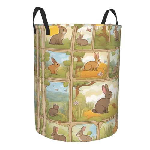 Panier pour couverture et linge à grande capacité motif lapin rigolo - 3
