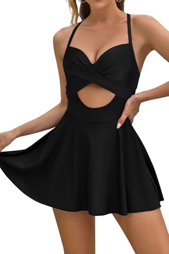 Maillot de bain une pièce femme gainant dos nu noué et col croisé découpe