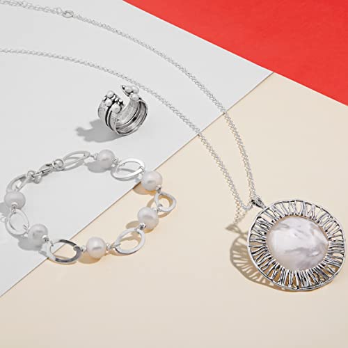 Silpada 'Say It With Cultured Pearls' 8 Mm Freshwater Cultured Pearl Link Bracelet In Sterling Silver, 7.5" #TOP4