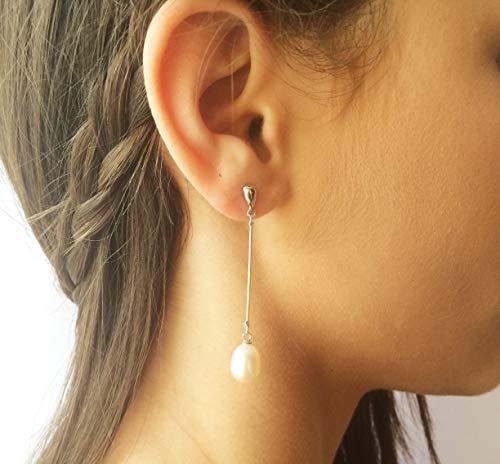 Brinco Prata Grande Com Pérola Água Doce Original Natural