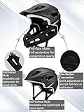 Full Face MTB Helmet with Detachable Chin Guard - Adjustable Bike Helmet for Cycling, Skateboarding, Climbing, Mountain Road Bike, BMX - 56cm-62cm- Black - Image 3