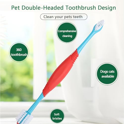 Image of 2PCS Dog Toothbrush 360 Degree Cat Tooth Brush, Dual Head Dogs Toothbrush Pet Teeth Cleaning Supplies for Small Medium Large Dogs Cats