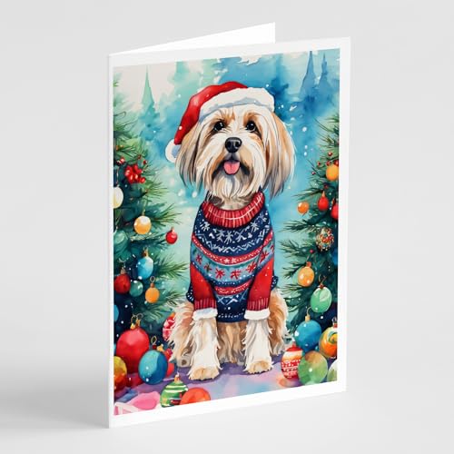 Caroline's Treasures DAC3673GCA7P Tibetan Terrier Christmas Greeting Cards Pack of 8 Blank Cards with Envelopes Whimsical A7 Size 5x7 Blank Note Cards