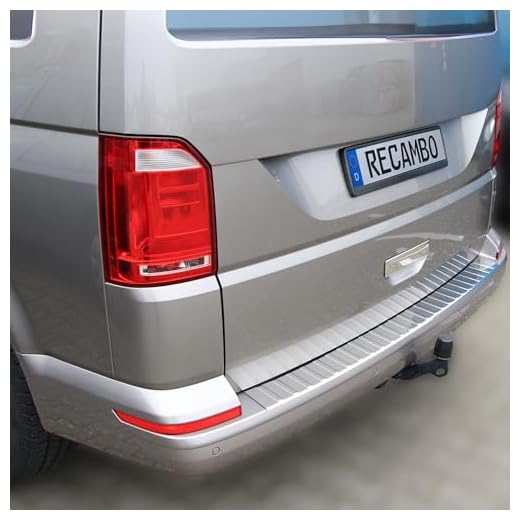 RECAMBO Ladekantenschutz Edelstahl kompatibel für VW T6 | BJ ab 2015 - Hochglanz poliert, Chrom Look - Styling und Schutz für die Stoßstange