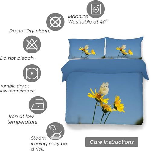 Parure de lit 90x190 papillon microfibre douce 3 pièces