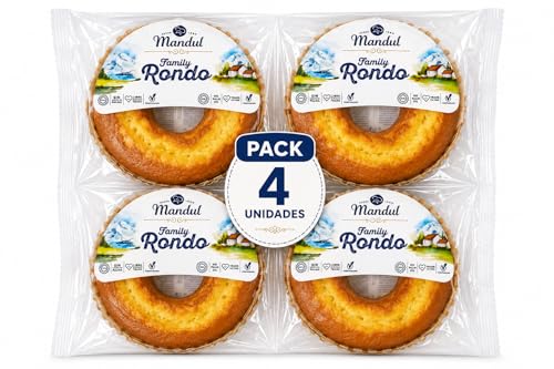Mandul Family Rondo Original Pack de 4 | Bizcocho Tipo Roscón Esponjoso | Pastel Dulce para Desayunos y Meriendas
