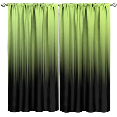 BAEKJIN Lime Green Gradient Vertical Stripe Blackout Curtains Bright Ombre Abstract Line Print Window Curtain, Cool Anime Design,Rod Pocket Design for Living Room Bedroom Home Decor 41×45in