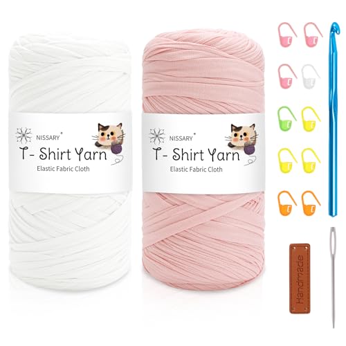 Textilgarn Nissary T-Shirt-Garn zum Häkeln 2x 200g – Wolle für DIY-Projekte