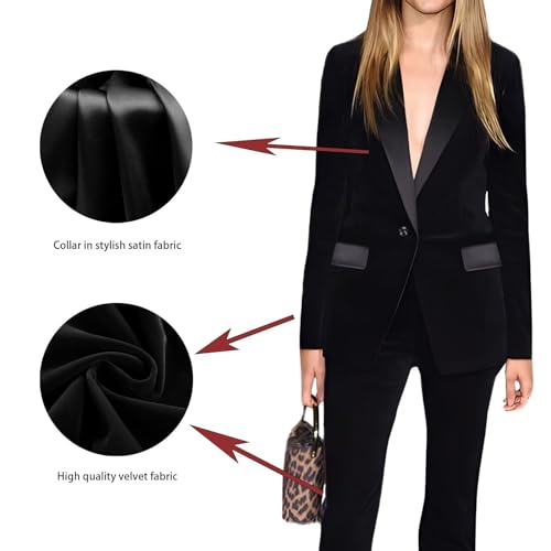 Women's 2 Piece Suits Slim Fit Velvet Formal Double Breasted Lapel Collar Pocketed for Women Suits Dinner Outfits2