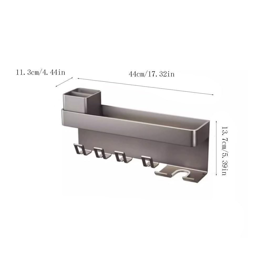 Soporte de Aluminio for Pasta de Dientes, Soporte de Pared for cepillos de Dientes, Estante de Almacenamiento de cosméticos, Puede Contener secador de Pelo