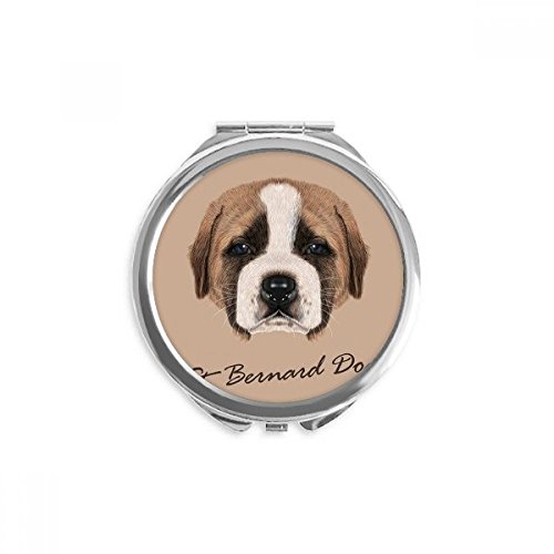 Miroir animal Saint-Bernard mignon de poche marron rond de 6,5 cm pour retouches
