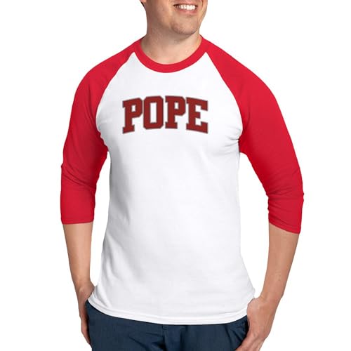 CafePress Pope Design Baseball Jersey Men's Cotton Baseball Jersey, 3/4 Raglan Sleeve Shirt Red/White