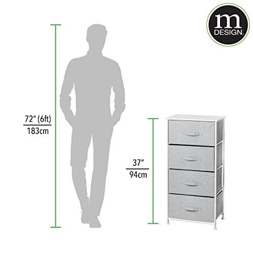 Mdesign Tall Dresser Storage Tower Stand With 4 Removable Fabric Drawers - Steel Frame, Wood Top Organizer For Bedroom, Entryway, Closet - Lido Collection - Gray #TOP6