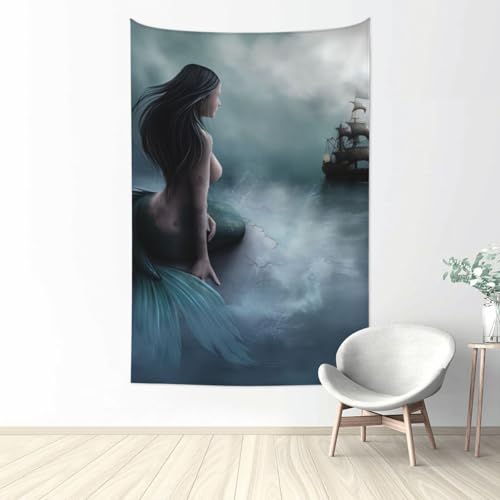 Tapisserie murale sirène pour cacher un mur blanc sans peinture