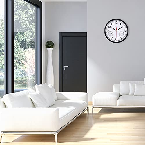 Vigorwise Wall Clock, Sweep Silent Movement Accurate Clocks with Temperature & Humidity - Image 2