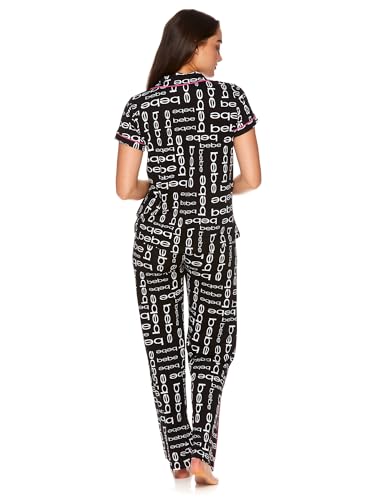 Image of bebe Womens 2 Piece Bridesmaid Pajamas Set Short Sleeve Button Down Shirt and Pants