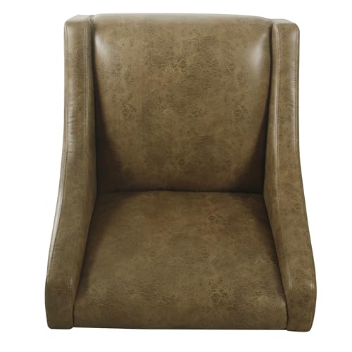 Image of HomePop Modern Swoop Arm Accent Chair - Distressed Brown Faux Leather
