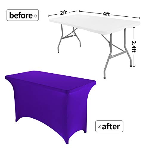 Image of Peomeise 4FT Spandex Table Cover Rectangular Stretch Spandex Tablecloth (Purple,4FT)