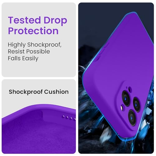 Image of FireNova Designed for iPhone 13 Pro Case, Silicone Upgraded [Camera Protection] Phone Case, Soft Anti-Scratch Microfiber Lining Inside, 6.1 inch, Neon Purple